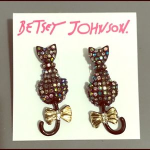 Betsey Johnson black cat earrings
